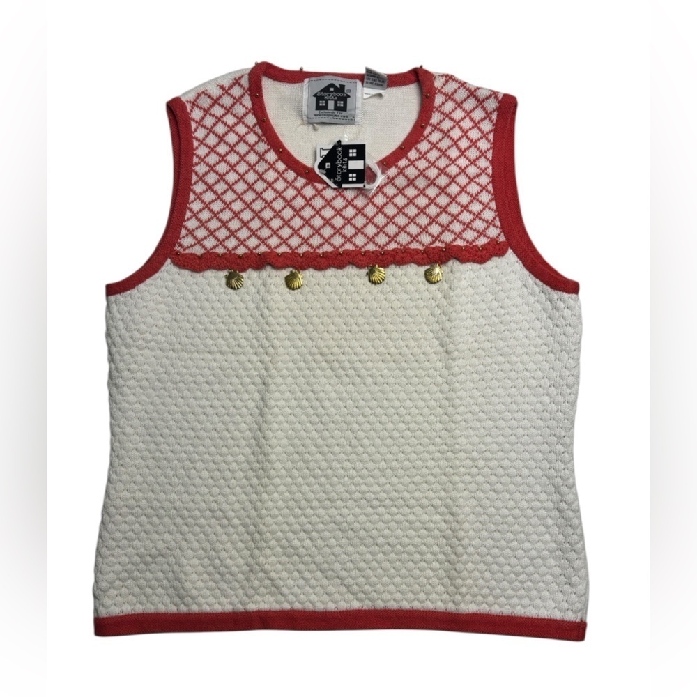 NEW Storybook Knits Island Getaway Knit Seashell Textured Knit Sweater Vest Med